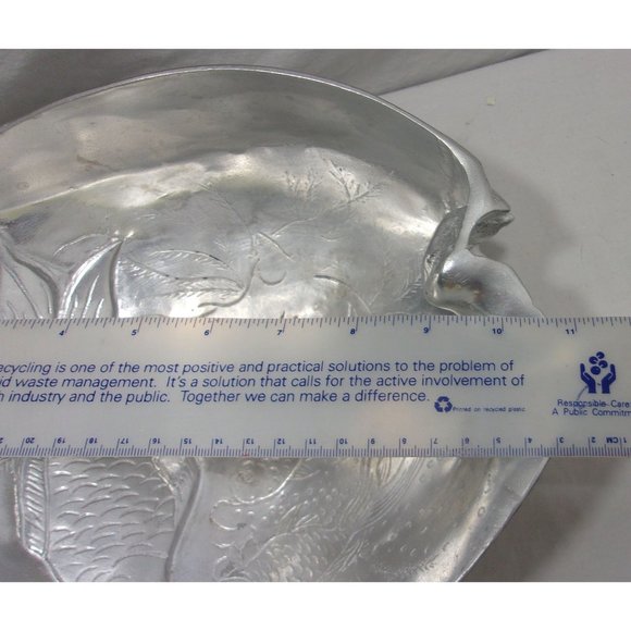 Vintage Arthur Court Silver 1977 Carnelian Eye Koi Fish Footed Shell Bowl Basket - Picture 10 of 10